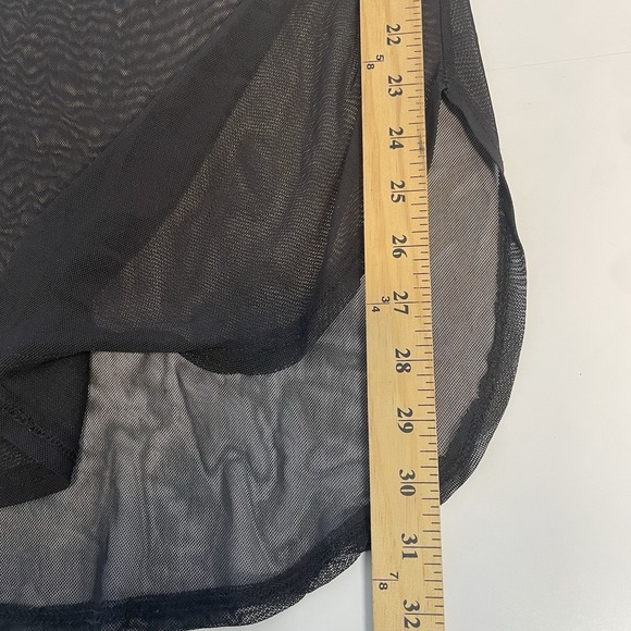 Vtg Y2K Sheer Black Mesh Tunic Top Dress Overlay Goth Grunge Layering Slits S - Picture 8 of 8